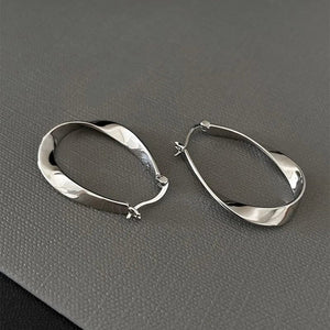 Planet Gates silver ANENJERY Geometric Twisted Hoop Earrings for Women Niche Design Party Jewelry Gifts
