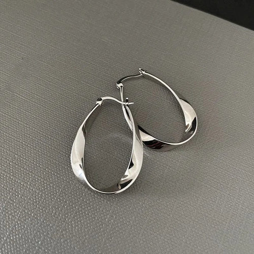 Planet Gates silver ANENJERY Geometric Twisted Hoop Earrings for Women Niche Design Party Jewelry Gifts
