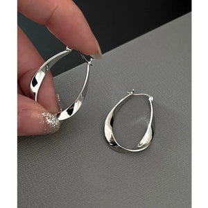 Planet Gates silver ANENJERY Geometric Twisted Hoop Earrings for Women Niche Design Party Jewelry Gifts