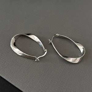 Planet Gates silver ANENJERY Geometric Twisted Hoop Earrings for Women Niche Design Party Jewelry Gifts