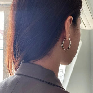 Planet Gates silver ANENJERY Geometric Twisted Hoop Earrings for Women Niche Design Party Jewelry Gifts