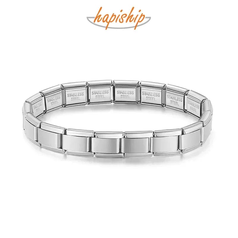 Planet Gates Silver Bao Hapiship 2024 New Women's Jewelry DIY 9mm Width Itanlian Elastic Charm Bracelet Fashion Stainless Steel Fashion Bangle ST-Bao