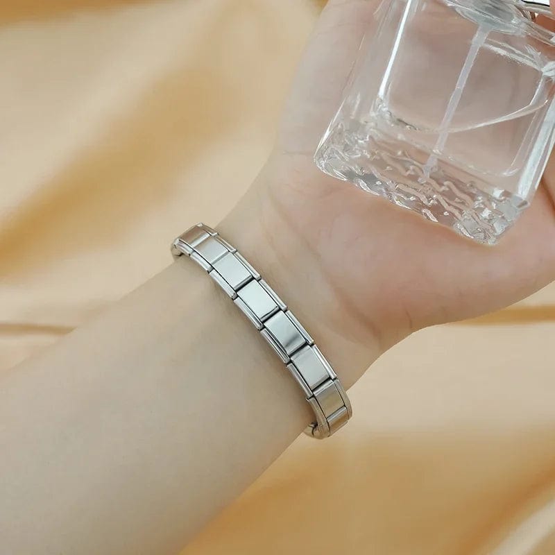 Planet Gates Silver Bao Hapiship 2024 New Women's Jewelry DIY 9mm Width Itanlian Elastic Charm Bracelet Fashion Stainless Steel Fashion Bangle ST-Bao