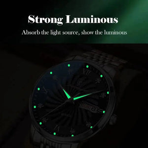 Planet Gates Silver Black 2024 New Top Brand Luxury Mens Watches Luminous Waterproof Stainless Steel Watch Quartz Men Date Calendar Business Wristwatch