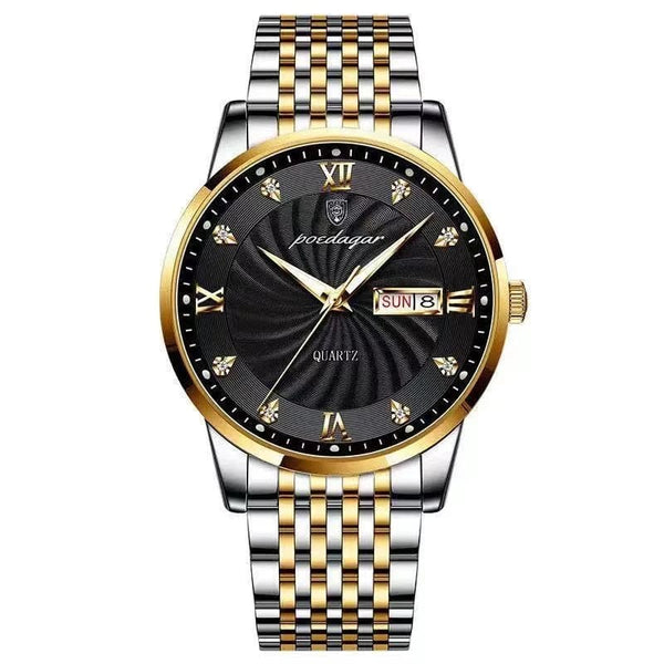 Planet Gates Silver Black 2024 New Top Brand Luxury Mens Watches Luminous Waterproof Stainless Steel Watch Quartz Men Date Calendar Business Wristwatch