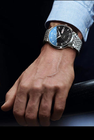 Planet Gates Silver Black 2024 New Top Brand Luxury Mens Watches Luminous Waterproof Stainless Steel Watch Quartz Men Date Calendar Business Wristwatch