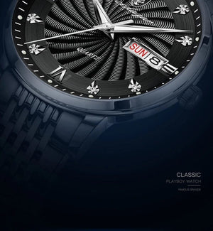 Planet Gates Silver Black 2024 New Top Brand Luxury Mens Watches Luminous Waterproof Stainless Steel Watch Quartz Men Date Calendar Business Wristwatch