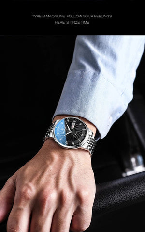 Planet Gates Silver Black 2024 New Top Brand Luxury Mens Watches Luminous Waterproof Stainless Steel Watch Quartz Men Date Calendar Business Wristwatch