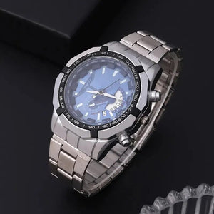 Planet Gates Silver Black Fashion Mens Sport Watches for Men Stainless Steel Quartz Watch Luxury Man Business Casual Wristwatch Relogio Masculino