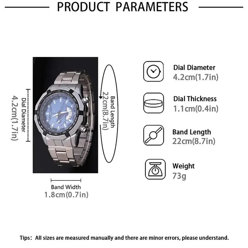 Planet Gates Silver Black Fashion Mens Sport Watches for Men Stainless Steel Quartz Watch Luxury Man Business Casual Wristwatch Relogio Masculino