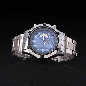 Planet Gates Silver Black Fashion Mens Sport Watches for Men Stainless Steel Quartz Watch Luxury Man Business Casual Wristwatch Relogio Masculino