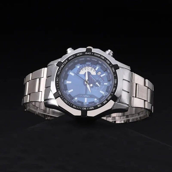 Planet Gates Silver Black Fashion Mens Sport Watches for Men Stainless Steel Quartz Watch Luxury Man Business Casual Wristwatch Relogio Masculino