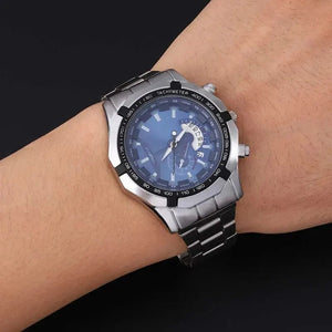 Planet Gates Silver Black Fashion Mens Sport Watches for Men Stainless Steel Quartz Watch Luxury Man Business Casual Wristwatch Relogio Masculino
