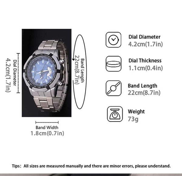 Planet Gates Silver Black Fashion Mens Sport Watches for Men Stainless Steel Quartz Watch Luxury Man Business Casual Wristwatch Relogio Masculino