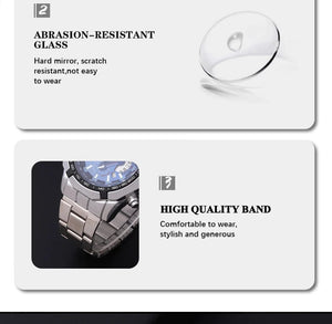 Planet Gates Silver Black Fashion Mens Sport Watches for Men Stainless Steel Quartz Watch Luxury Man Business Casual Wristwatch Relogio Masculino