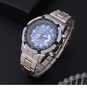 Planet Gates Silver Black Fashion Mens Sport Watches for Men Stainless Steel Quartz Watch Luxury Man Business Casual Wristwatch Relogio Masculino
