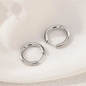 Planet Gates Silver / CHINA / inside diameter 8mm 5pcs/lot Stainless Steel Circle Hoop Earrings For Women Girls Black Gold Color Silver Color Round Geometry Earrings Jewelry
