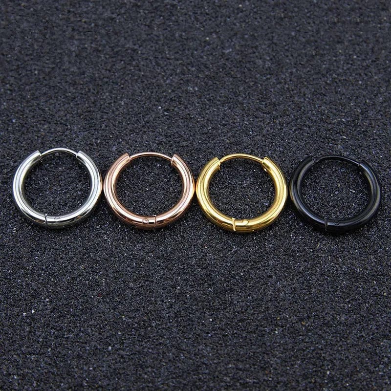 Planet Gates Silver / CHINA / inside diameter 8mm 5pcs/lot Stainless Steel Circle Hoop Earrings For Women Girls Black Gold Color Silver Color Round Geometry Earrings Jewelry