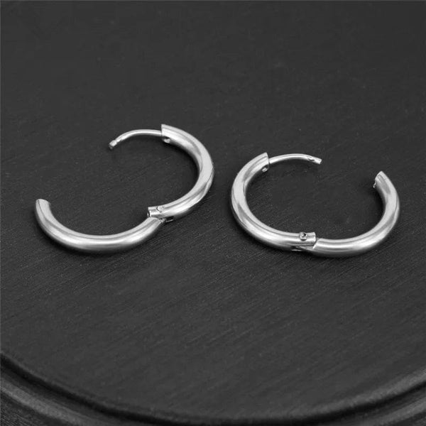 Planet Gates Silver / CHINA / inside diameter 8mm 5pcs/lot Stainless Steel Circle Hoop Earrings For Women Girls Black Gold Color Silver Color Round Geometry Earrings Jewelry