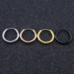 Planet Gates Silver / CHINA / inside diameter 8mm 5pcs/lot Stainless Steel Circle Hoop Earrings For Women Girls Black Gold Color Silver Color Round Geometry Earrings Jewelry