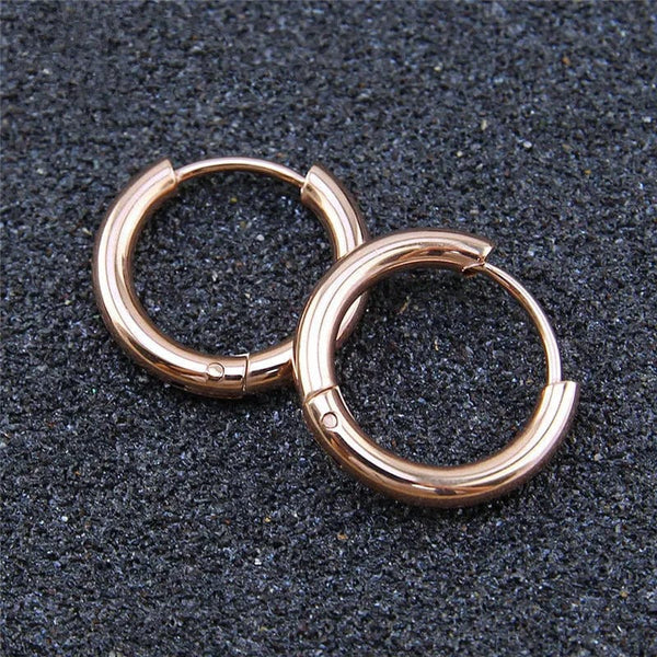 Planet Gates Silver / CHINA / inside diameter 8mm 5pcs/lot Stainless Steel Circle Hoop Earrings For Women Girls Black Gold Color Silver Color Round Geometry Earrings Jewelry