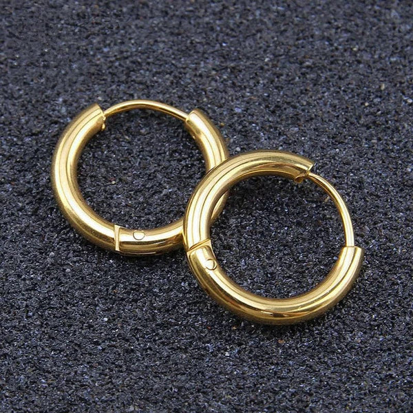 Planet Gates Silver / CHINA / inside diameter 8mm 5pcs/lot Stainless Steel Circle Hoop Earrings For Women Girls Black Gold Color Silver Color Round Geometry Earrings Jewelry