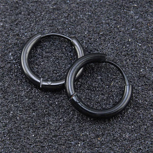 Planet Gates Silver / CHINA / inside diameter 8mm 5pcs/lot Stainless Steel Circle Hoop Earrings For Women Girls Black Gold Color Silver Color Round Geometry Earrings Jewelry