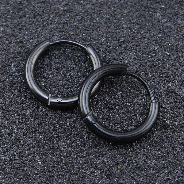 Planet Gates Silver / CHINA / inside diameter 8mm 5pcs/lot Stainless Steel Circle Hoop Earrings For Women Girls Black Gold Color Silver Color Round Geometry Earrings Jewelry