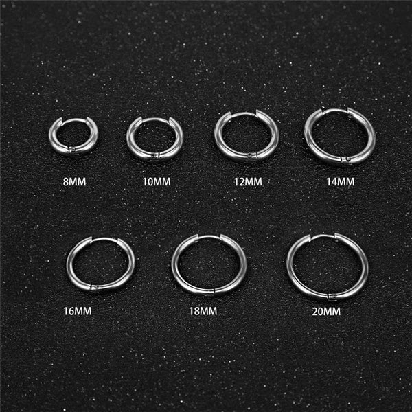 Planet Gates Silver / CHINA / inside diameter 8mm 5pcs/lot Stainless Steel Circle Hoop Earrings For Women Girls Black Gold Color Silver Color Round Geometry Earrings Jewelry