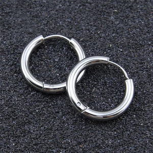 Planet Gates Silver / CHINA / inside diameter 8mm 5pcs/lot Stainless Steel Circle Hoop Earrings For Women Girls Black Gold Color Silver Color Round Geometry Earrings Jewelry