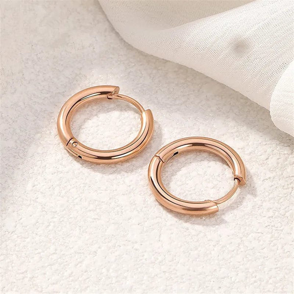 Planet Gates Silver / CHINA / inside diameter 8mm 5pcs/lot Stainless Steel Circle Hoop Earrings For Women Girls Black Gold Color Silver Color Round Geometry Earrings Jewelry