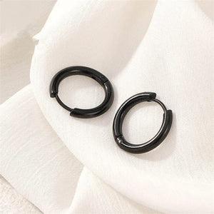 Planet Gates Silver / CHINA / inside diameter 8mm 5pcs/lot Stainless Steel Circle Hoop Earrings For Women Girls Black Gold Color Silver Color Round Geometry Earrings Jewelry