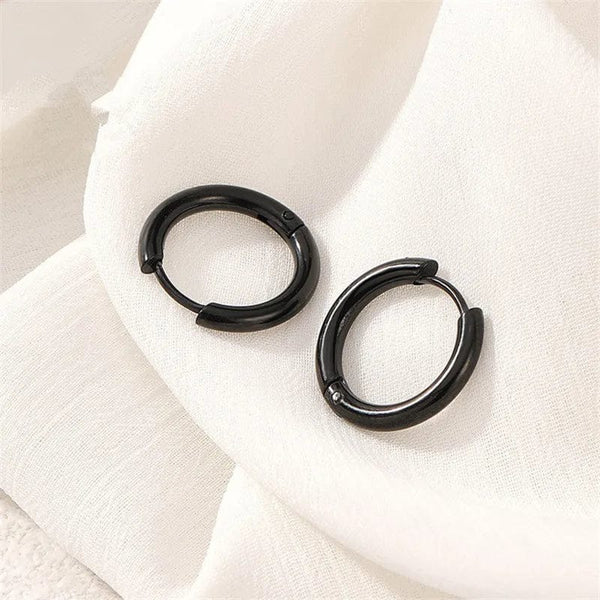 Planet Gates Silver / CHINA / inside diameter 8mm 5pcs/lot Stainless Steel Circle Hoop Earrings For Women Girls Black Gold Color Silver Color Round Geometry Earrings Jewelry