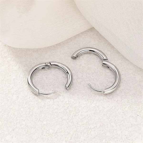 Planet Gates Silver / CHINA / inside diameter 8mm 5pcs/lot Stainless Steel Circle Hoop Earrings For Women Girls Black Gold Color Silver Color Round Geometry Earrings Jewelry