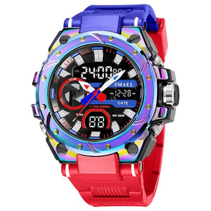 Planet Gates SILVER / China SMAEL Brand Sport Watches 50M Wateproof Dual Time Display Watches LED 8029 Stopwatches Alarm Multifunctional Men's Wristwatches