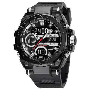 Planet Gates SILVER / China SMAEL Brand Sport Watches 50M Wateproof Dual Time Display Watches LED 8029 Stopwatches Alarm Multifunctional Men's Wristwatches