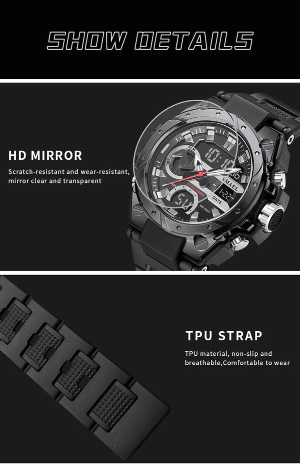 Planet Gates SILVER / China SMAEL Brand Sport Watches 50M Wateproof Dual Time Display Watches LED 8029 Stopwatches Alarm Multifunctional Men's Wristwatches