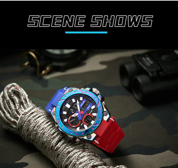 Planet Gates SILVER / China SMAEL Brand Sport Watches 50M Wateproof Dual Time Display Watches LED 8029 Stopwatches Alarm Multifunctional Men's Wristwatches