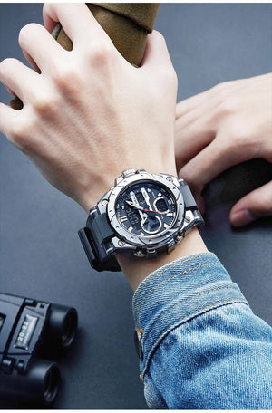 Planet Gates SILVER / China SMAEL Brand Sport Watches 50M Wateproof Dual Time Display Watches LED 8029 Stopwatches Alarm Multifunctional Men's Wristwatches