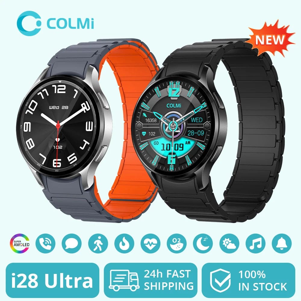 Planet Gates Silver COLMI i28 Ultra AI Smartwatch AMOLED Display, Built-in AI Da-GPT, Muslim Prayer, Bluetooth Call Watch, Smartwatch For Men Women