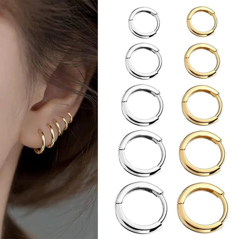 Planet Gates Silver Color 16mm / 2PC 2022 New Simple Stainless Steel Small Hoop Earrings for Women Men Cartilage Ear Piercing Jewelry Pendientes Hombre Mujer