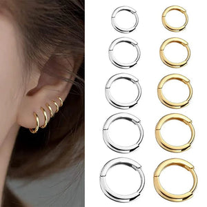Planet Gates Silver Color 16mm / 2PC 2022 New Simple Stainless Steel Small Hoop Earrings for Women Men Cartilage Ear Piercing Jewelry Pendientes Hombre Mujer