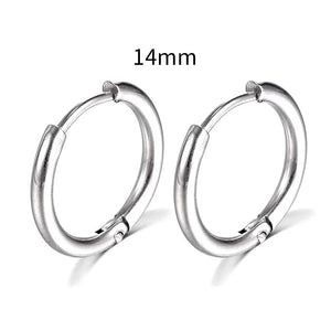 Planet Gates Silver Color 16mm / 2PC 2022 New Simple Stainless Steel Small Hoop Earrings for Women Men Cartilage Ear Piercing Jewelry Pendientes Hombre Mujer