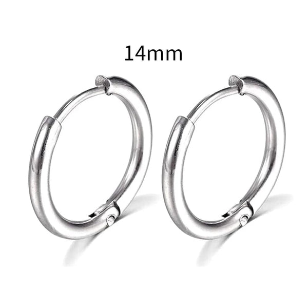 Planet Gates Silver Color 16mm / 2PC 2022 New Simple Stainless Steel Small Hoop Earrings for Women Men Cartilage Ear Piercing Jewelry Pendientes Hombre Mujer