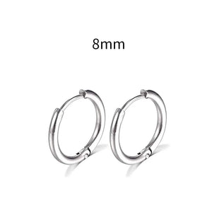 Planet Gates Silver Color 16mm / 2PC 2022 New Simple Stainless Steel Small Hoop Earrings for Women Men Cartilage Ear Piercing Jewelry Pendientes Hombre Mujer