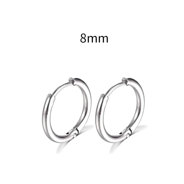 Planet Gates Silver Color 16mm / 2PC 2022 New Simple Stainless Steel Small Hoop Earrings for Women Men Cartilage Ear Piercing Jewelry Pendientes Hombre Mujer