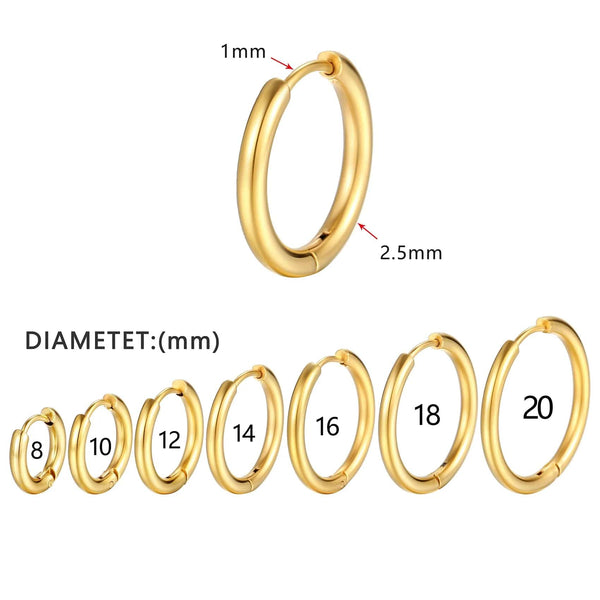 Planet Gates Silver Color 16mm / 2PC 2022 New Simple Stainless Steel Small Hoop Earrings for Women Men Cartilage Ear Piercing Jewelry Pendientes Hombre Mujer