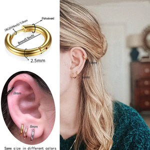 Planet Gates Silver Color 16mm / 2PC 2022 New Simple Stainless Steel Small Hoop Earrings for Women Men Cartilage Ear Piercing Jewelry Pendientes Hombre Mujer