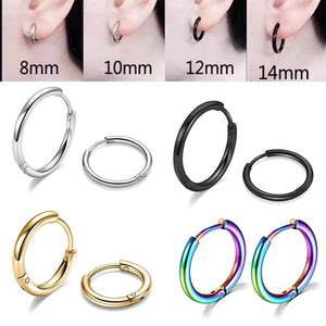 Planet Gates Silver Color 16mm / 2PC 2022 New Simple Stainless Steel Small Hoop Earrings for Women Men Cartilage Ear Piercing Jewelry Pendientes Hombre Mujer