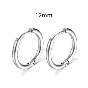 Planet Gates Silver Color 16mm / 2PC 2022 New Simple Stainless Steel Small Hoop Earrings for Women Men Cartilage Ear Piercing Jewelry Pendientes Hombre Mujer
